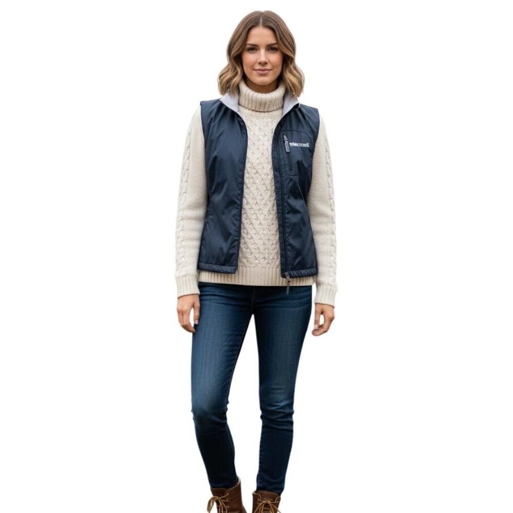Marmot Womens Ether Driclime Navy Blue Vest S  Fleece Lined Gorpcore Outdoors